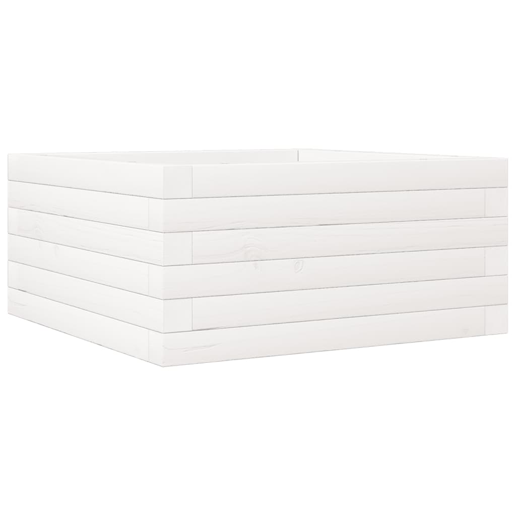 vidaXL Donica ogrodowa, biała, 50x50x23 cm, lite drewno sosnowe