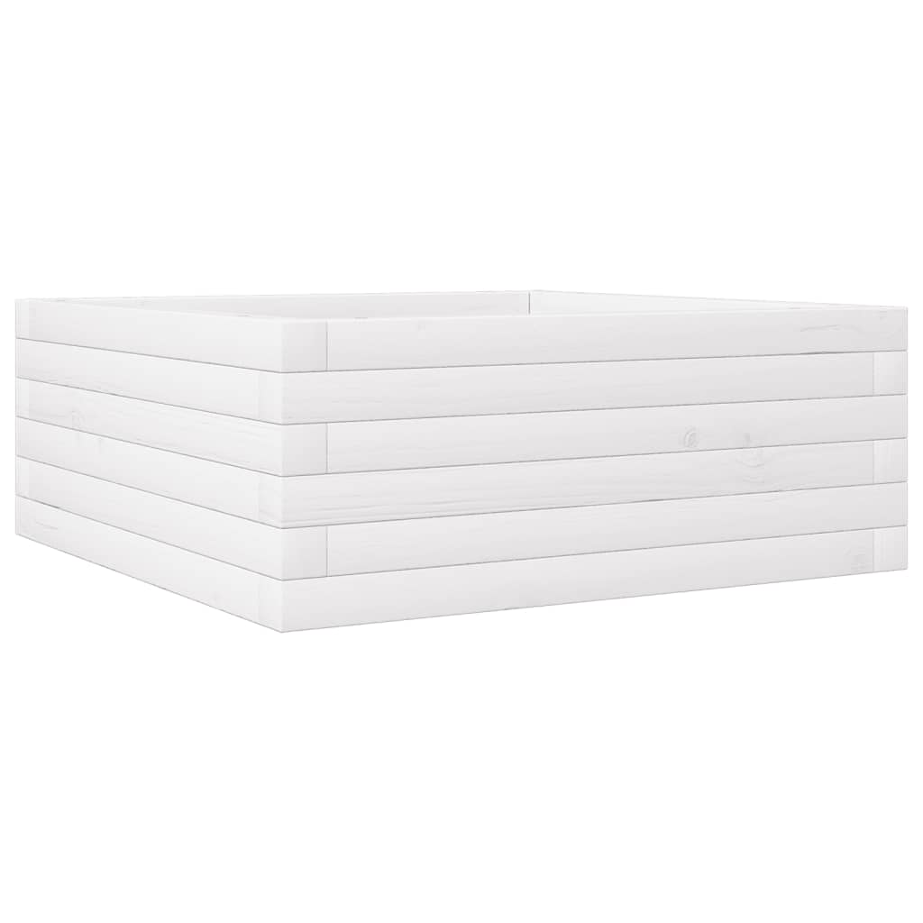 vidaXL Donica ogrodowa, biała, 60x60x23 cm, lite drewno sosnowe