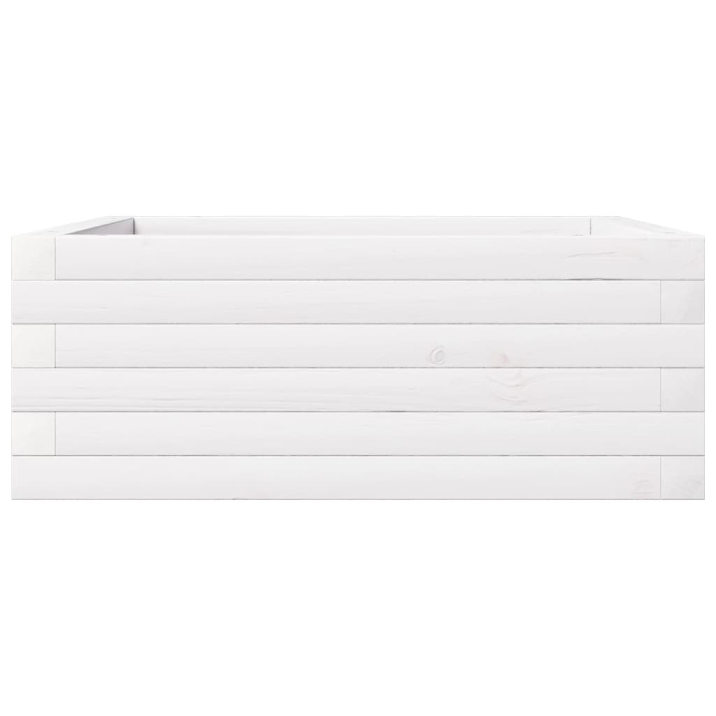 vidaXL Donica ogrodowa, biała, 60x60x23 cm, lite drewno sosnowe