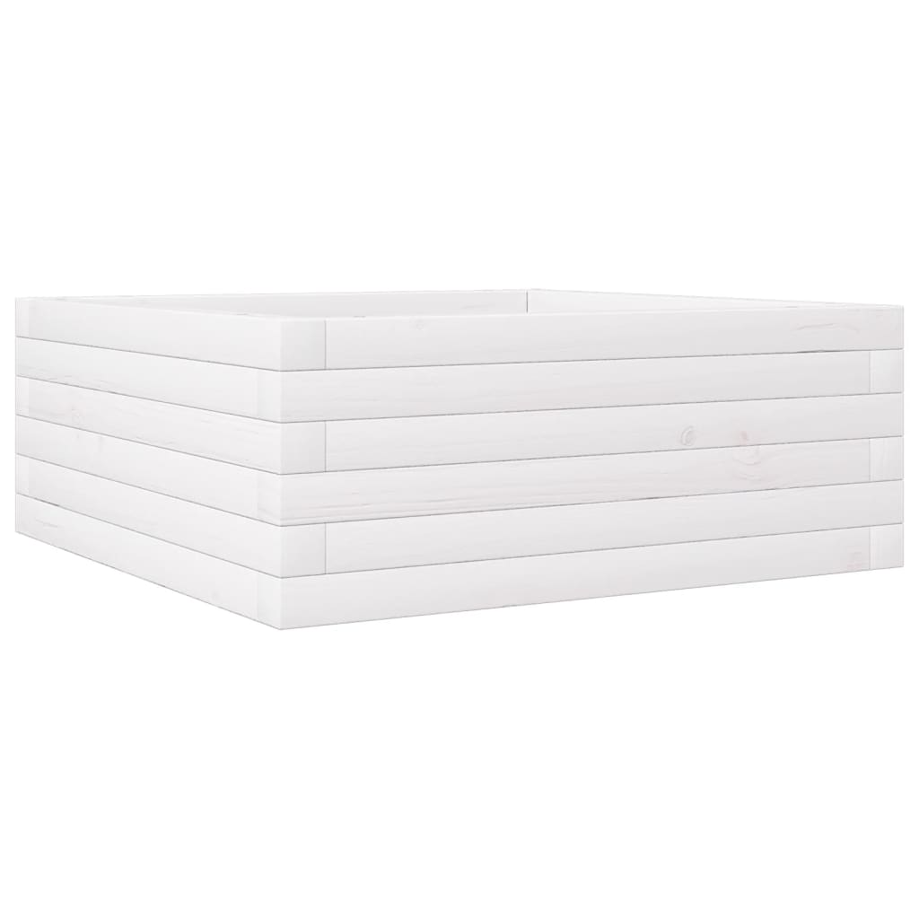 vidaXL Donica ogrodowa, biała, 60x60x23 cm, lite drewno sosnowe