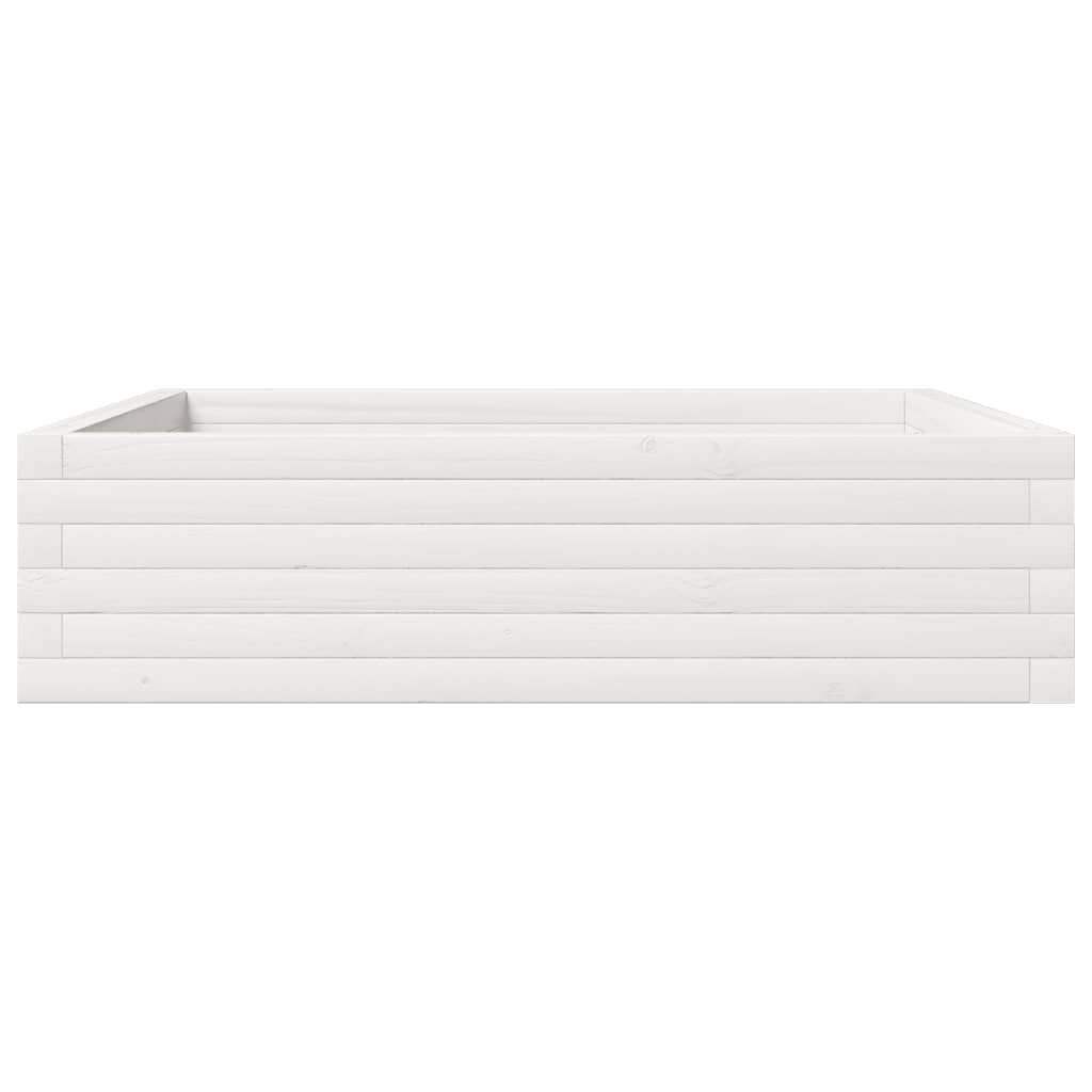 vidaXL Donica ogrodowa, biała, 90x90x23 cm, lite drewno sosnowe