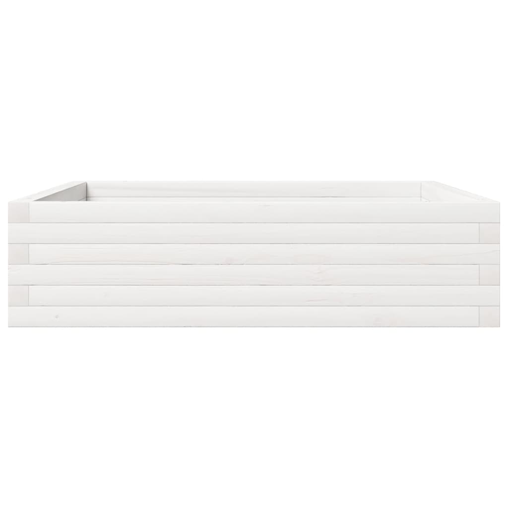 vidaXL Donica ogrodowa, biała, 90x90x23 cm, lite drewno sosnowe
