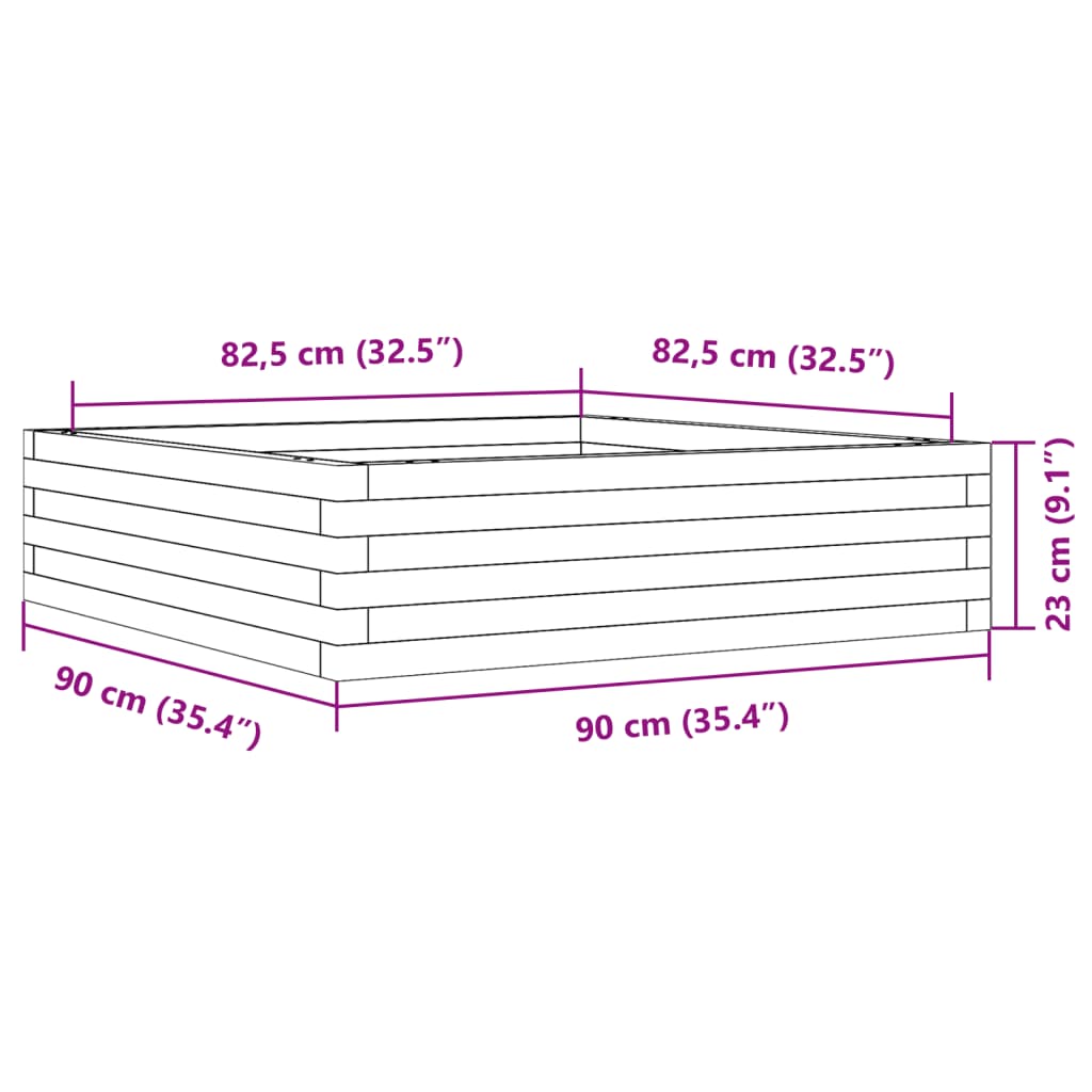vidaXL Donica ogrodowa, 90x90x23 cm, impregnowane drewno sosnowe