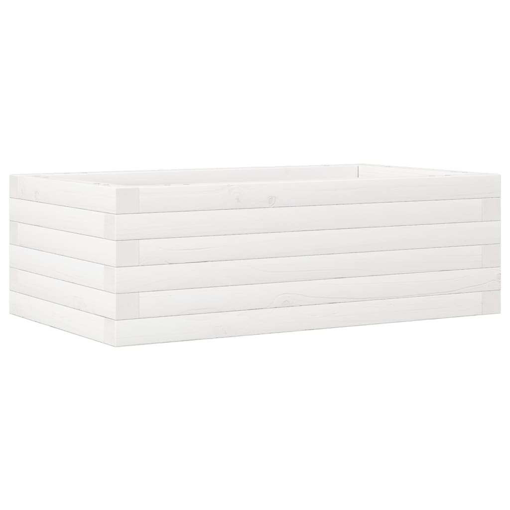 vidaXL Donica ogrodowa, biała, 70x40x23 cm, lite drewno sosnowe