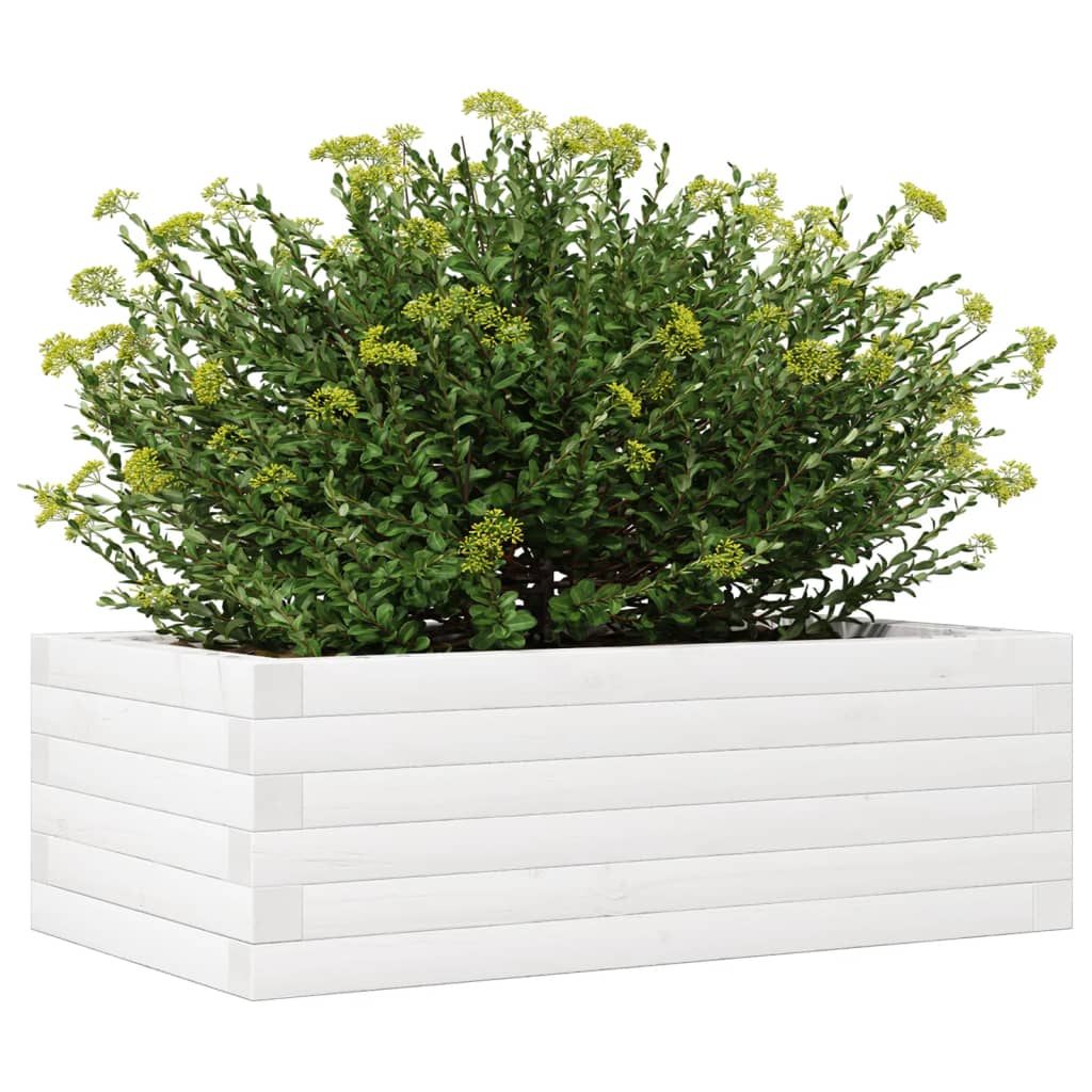vidaXL Donica ogrodowa, biała, 70x40x23 cm, lite drewno sosnowe