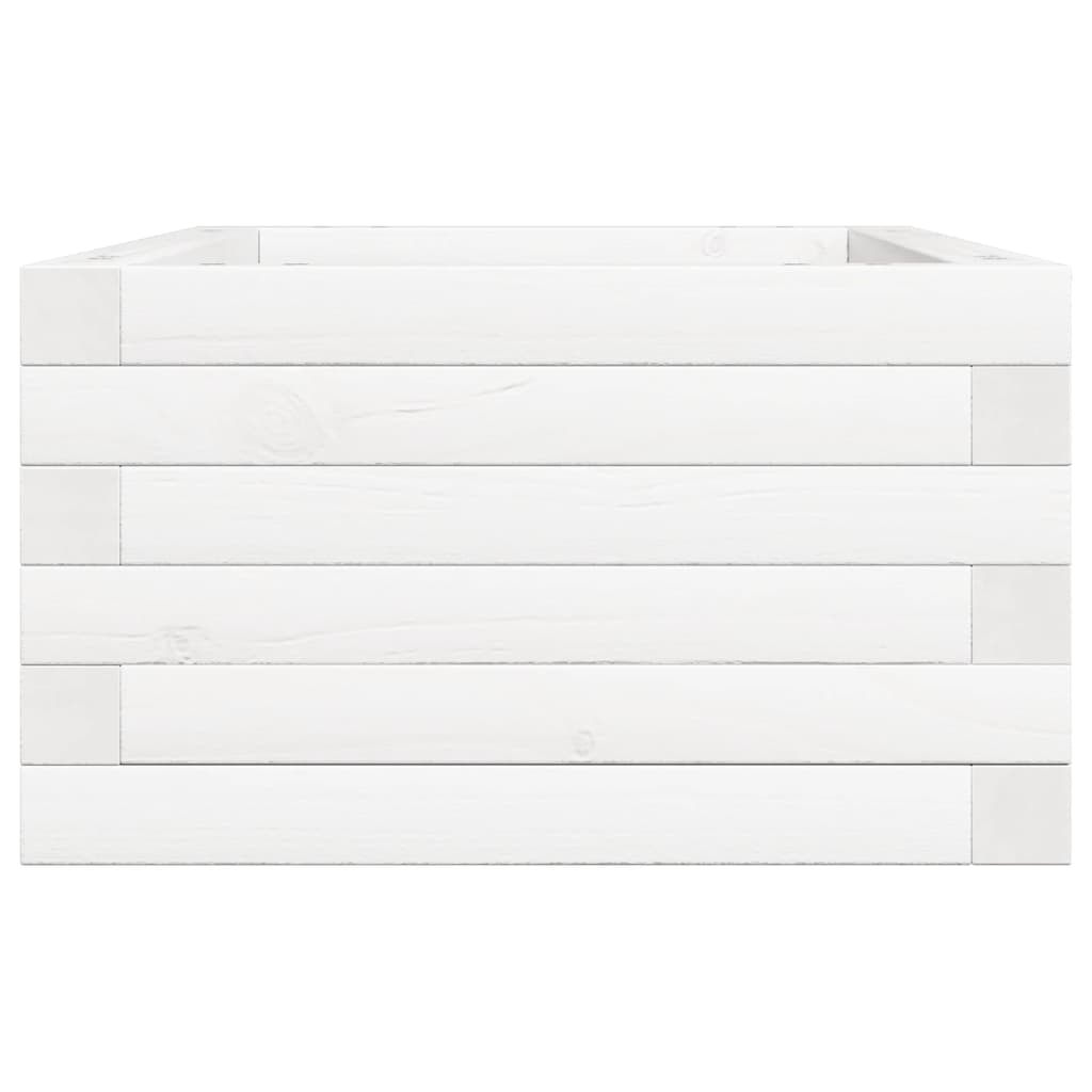 vidaXL Donica ogrodowa, biała, 70x40x23 cm, lite drewno sosnowe