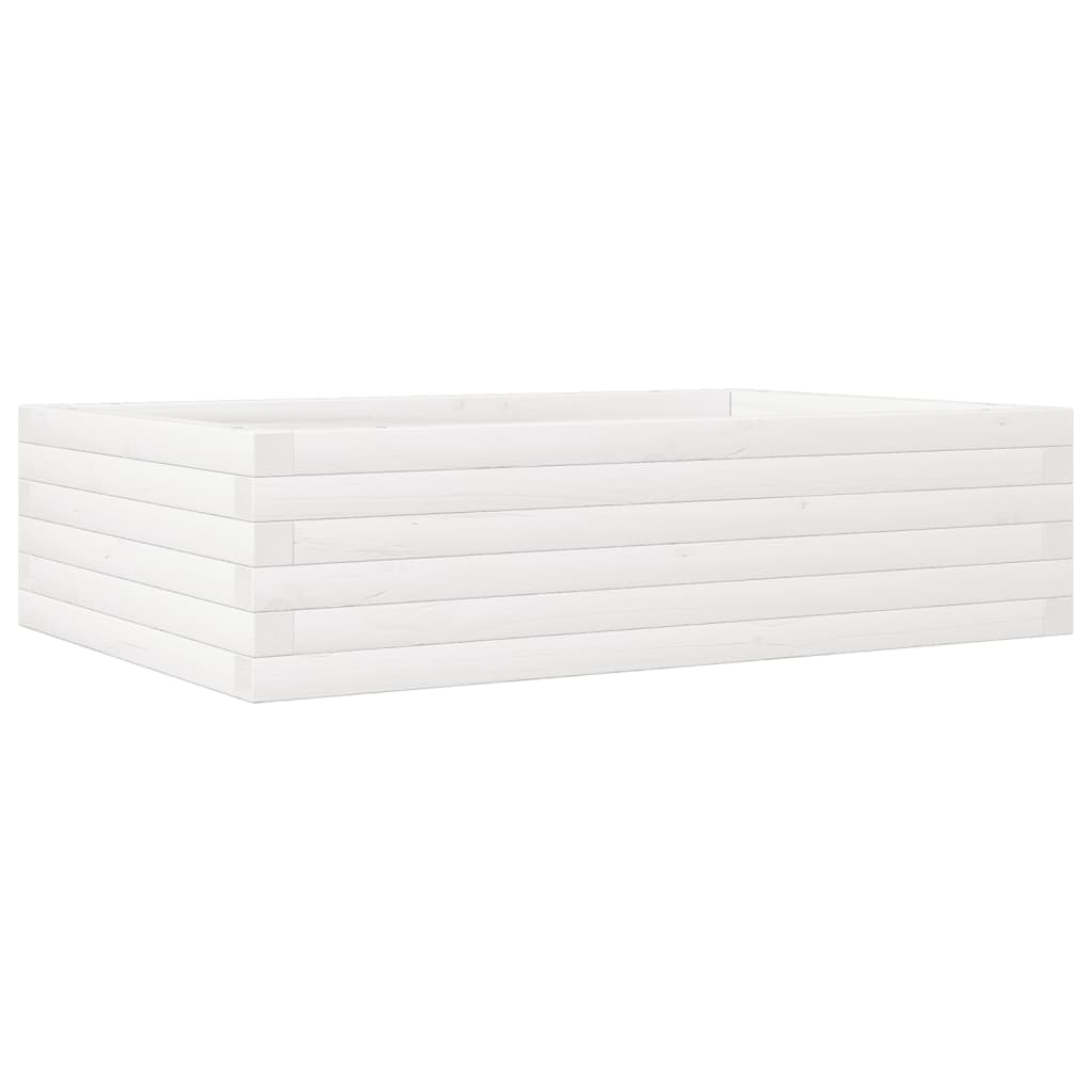 vidaXL Donica ogrodowa, biała, 90x60x23 cm, lite drewno sosnowe