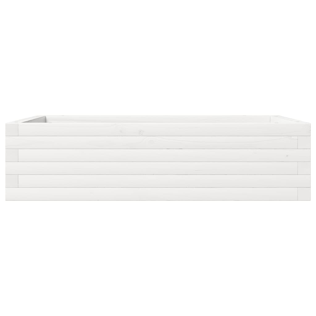 vidaXL Donica ogrodowa, biała, 90x60x23 cm, lite drewno sosnowe