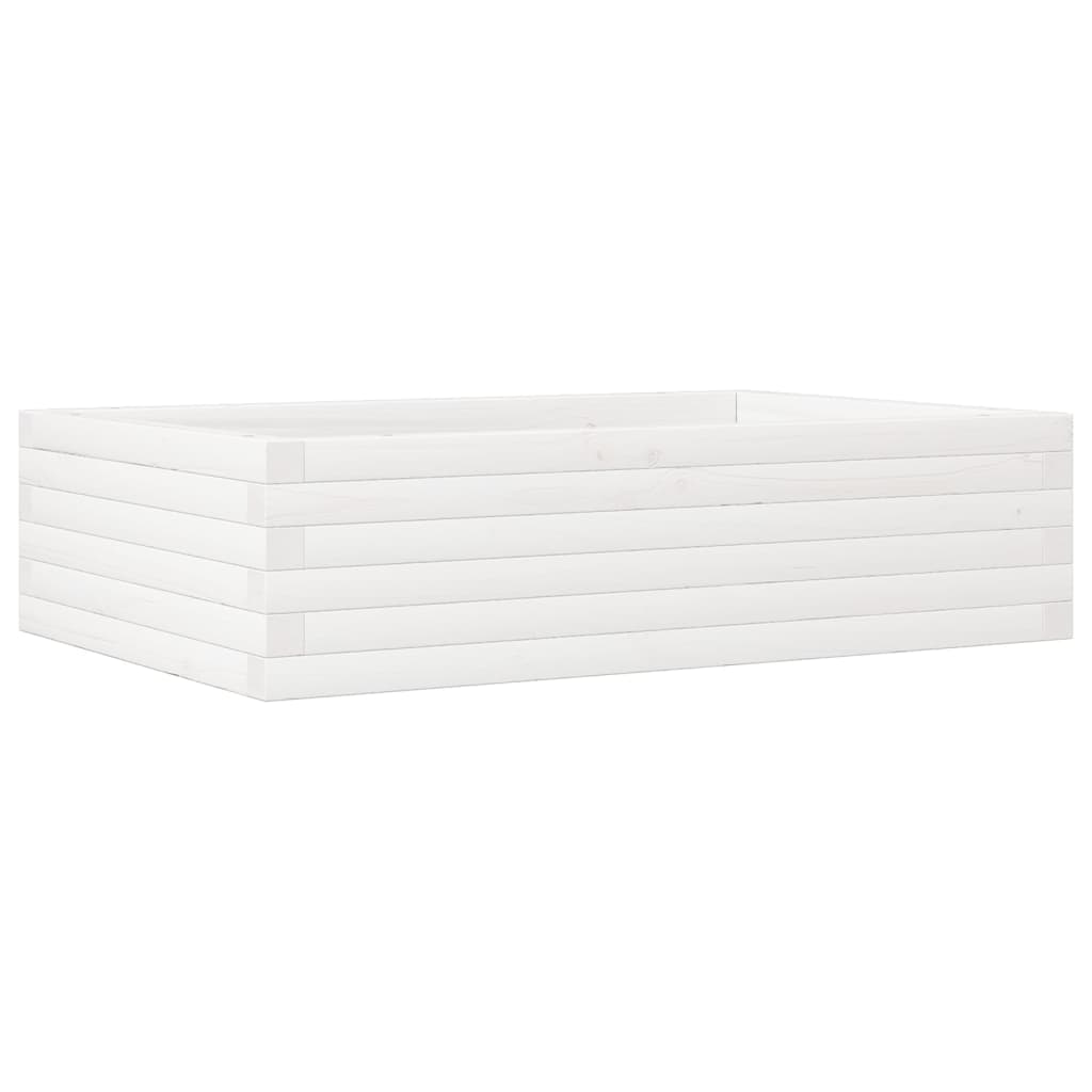 vidaXL Donica ogrodowa, biała, 90x60x23 cm, lite drewno sosnowe