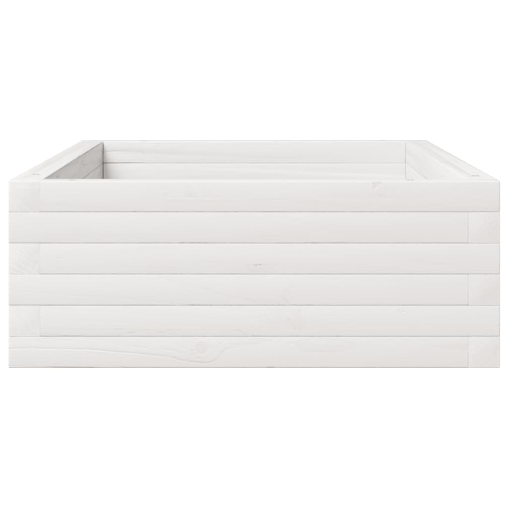 vidaXL Donica ogrodowa, biała, 110x60x23 cm, lite drewno sosnowe