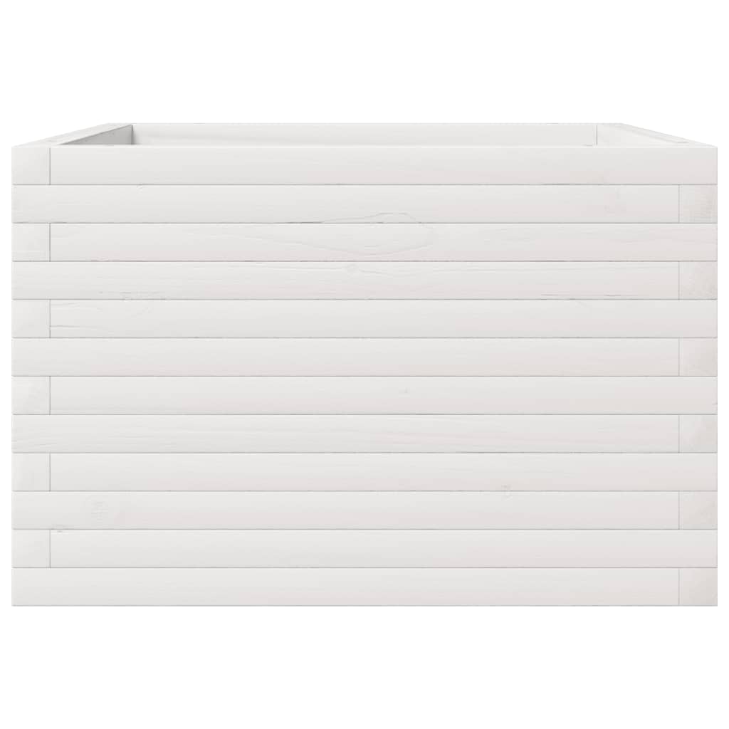 vidaXL Donica ogrodowa, biała, 70x70x45,5 cm, lite drewno sosnowe