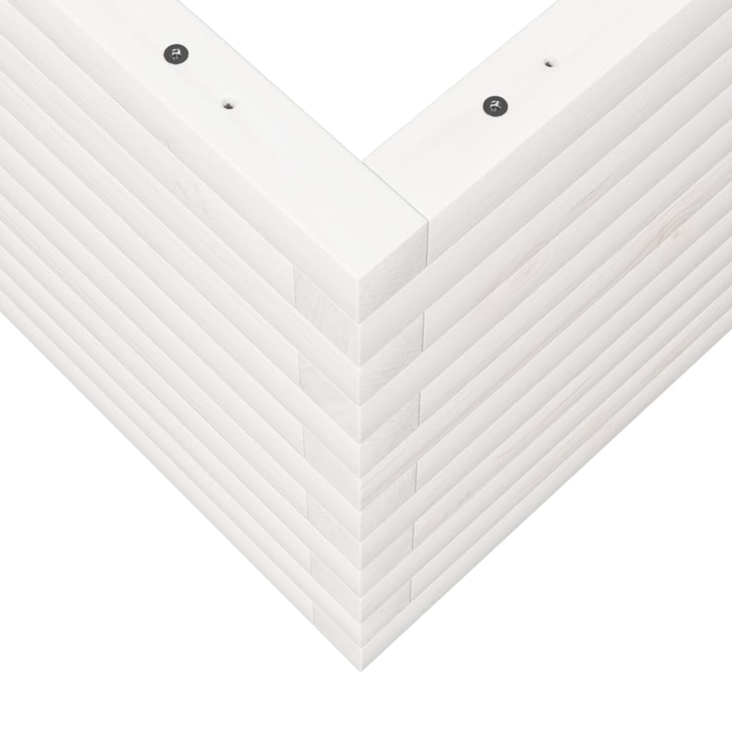 vidaXL Donica ogrodowa, biała, 70x70x45,5 cm, lite drewno sosnowe