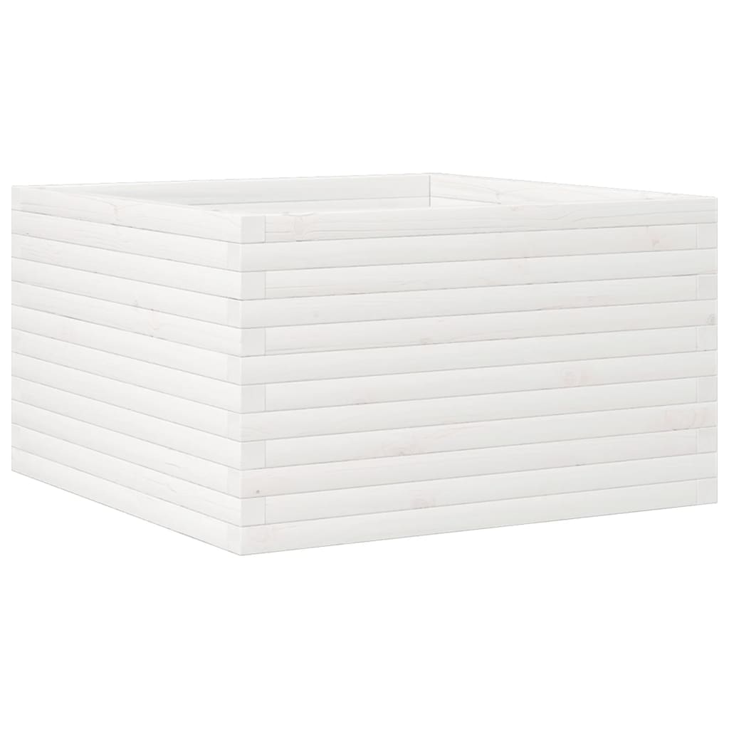 vidaXL Donica ogrodowa, biała, 80x80x45,5 cm, lite drewno sosnowe
