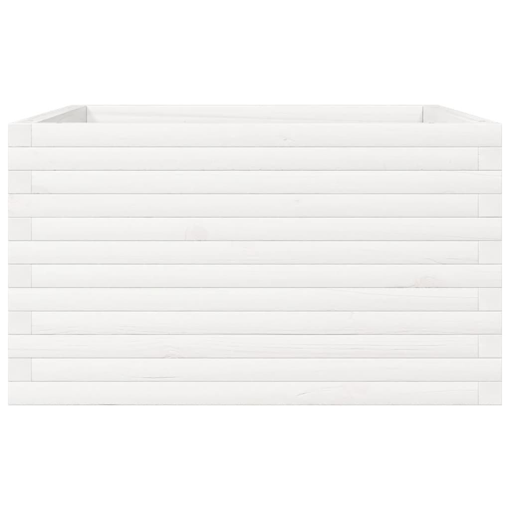 vidaXL Donica ogrodowa, biała, 80x80x45,5 cm, lite drewno sosnowe