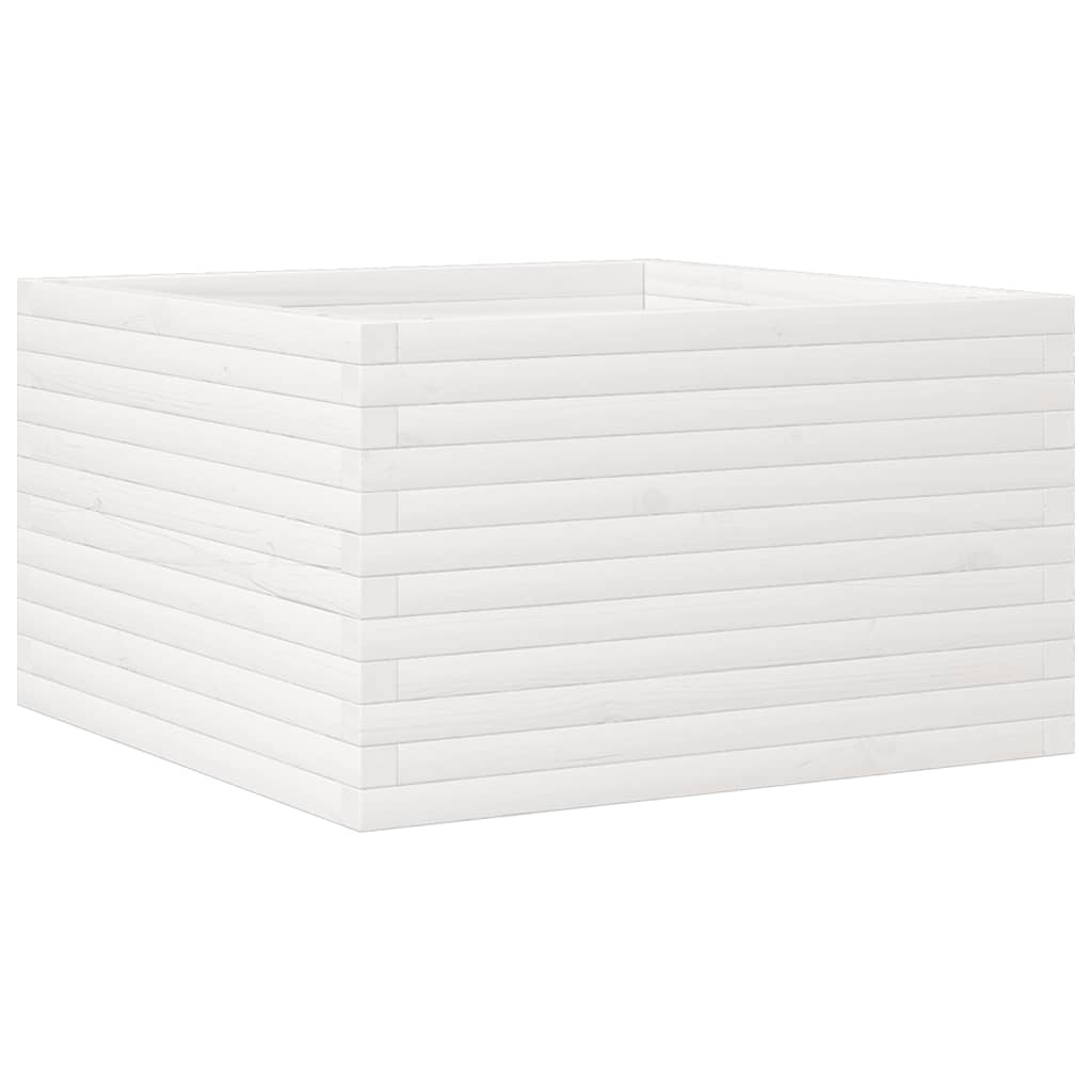 vidaXL Donica ogrodowa, biała, 80x80x45,5 cm, lite drewno sosnowe