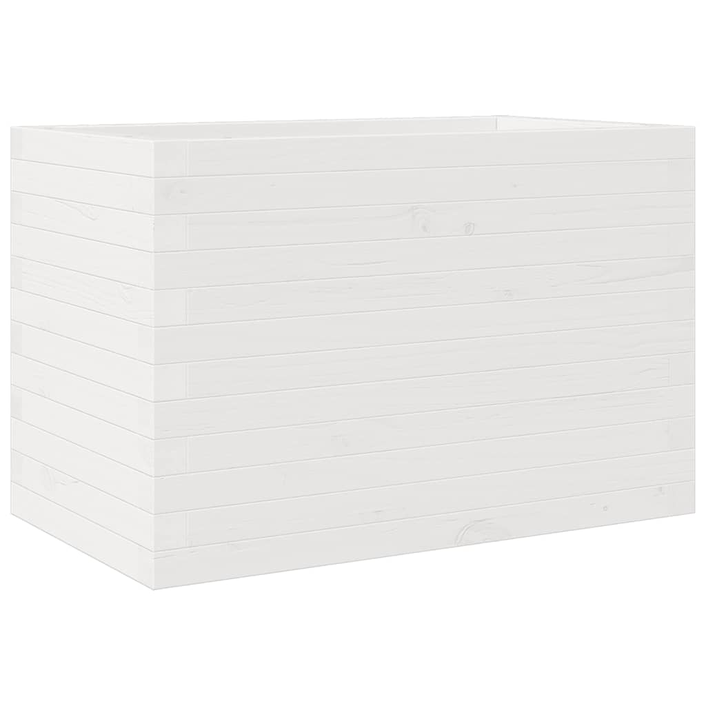 vidaXL Donica ogrodowa, biała, 70x40x45,5 cm, lite drewno sosnowe