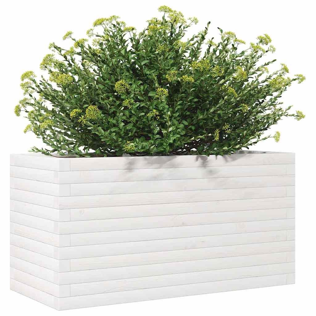 vidaXL Donica ogrodowa, biała, 90x40x45,5 cm, lite drewno sosnowe