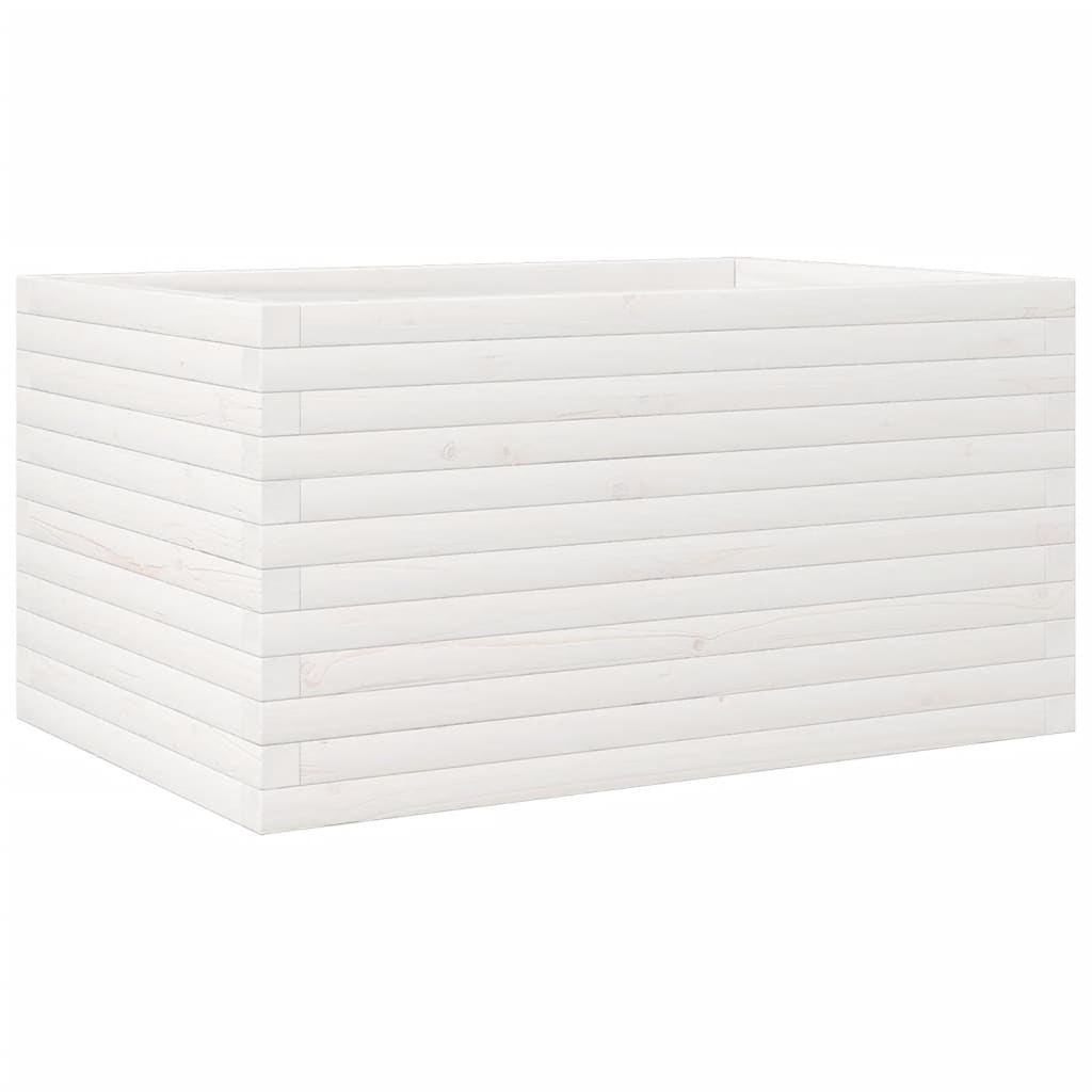 vidaXL Donica ogrodowa, biała, 90x60x45,5 cm, lite drewno sosnowe