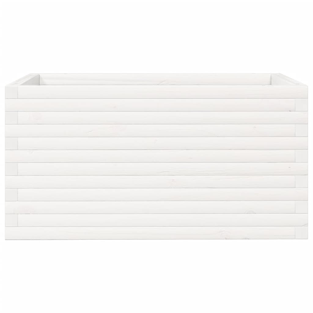 vidaXL Donica ogrodowa, biała, 90x60x45,5 cm, lite drewno sosnowe