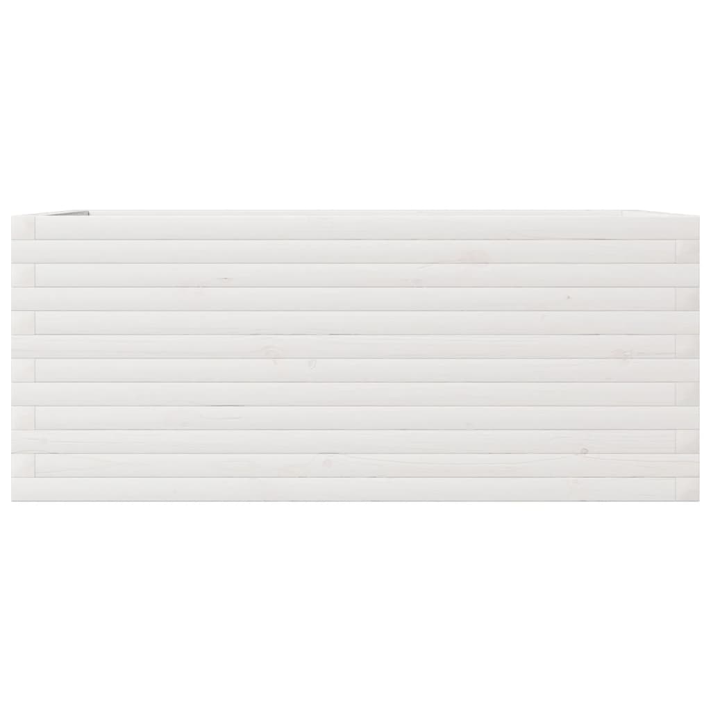 vidaXL Donica ogrodowa, biała, 110x60x45,5 cm, lite drewno sosnowe