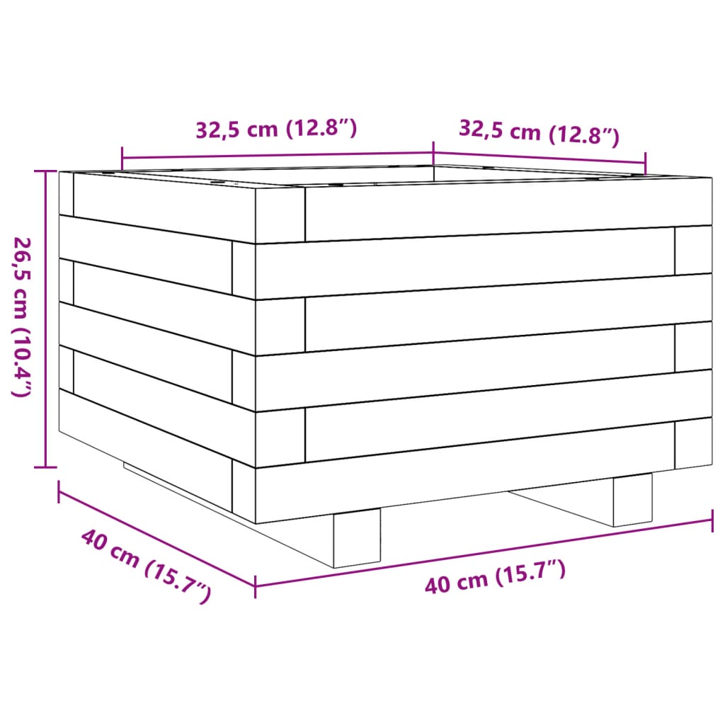 vidaXL Donica ogrodowa, 40x40x26,5 cm, impregnowane drewno sosnowe