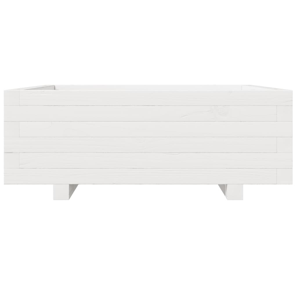 vidaXL Donica ogrodowa, biała, 70x70x26,5 cm, lite drewno sosnowe