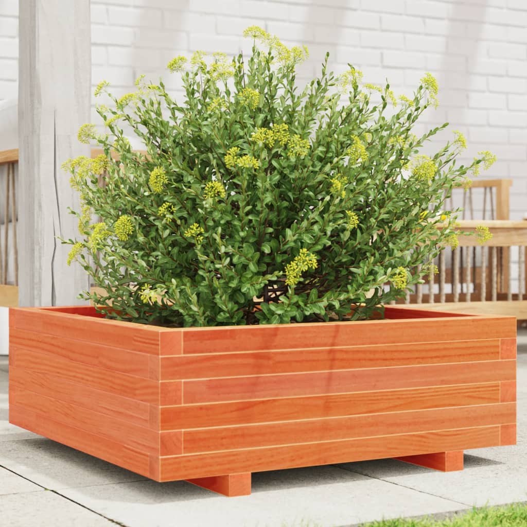 vidaXL Donica ogrodowa, woskowy brąz, 70x70x26,5 cm, drewno sosnowe