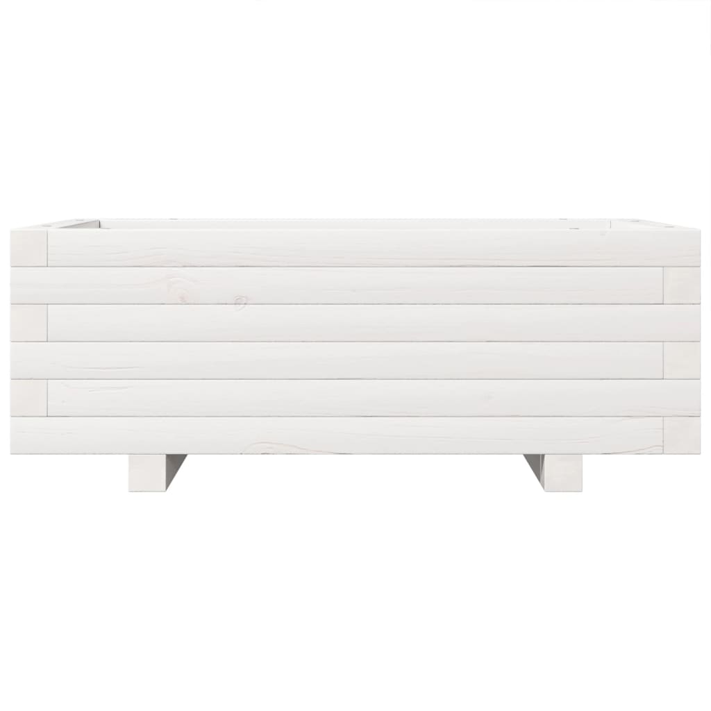 vidaXL Donica ogrodowa, biała, 70x40x26,5 cm, lite drewno sosnowe