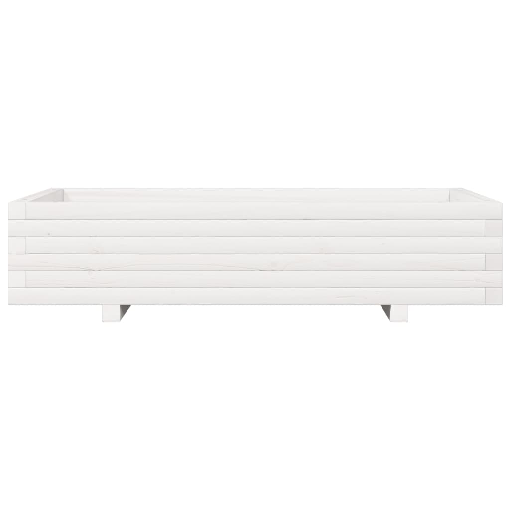 vidaXL Donica ogrodowa, biała, 110x60x26,5 cm, lite drewno sosnowe