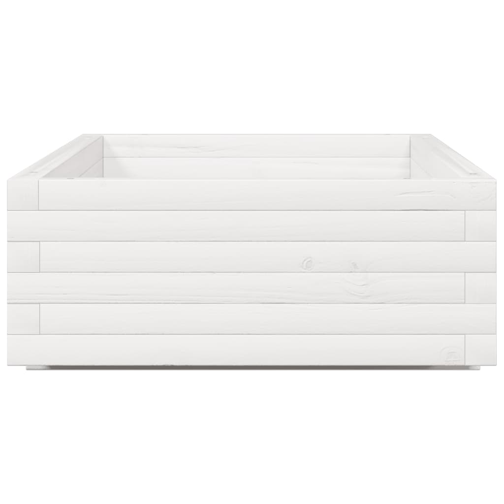 vidaXL Donica ogrodowa, biała, 110x60x26,5 cm, lite drewno sosnowe