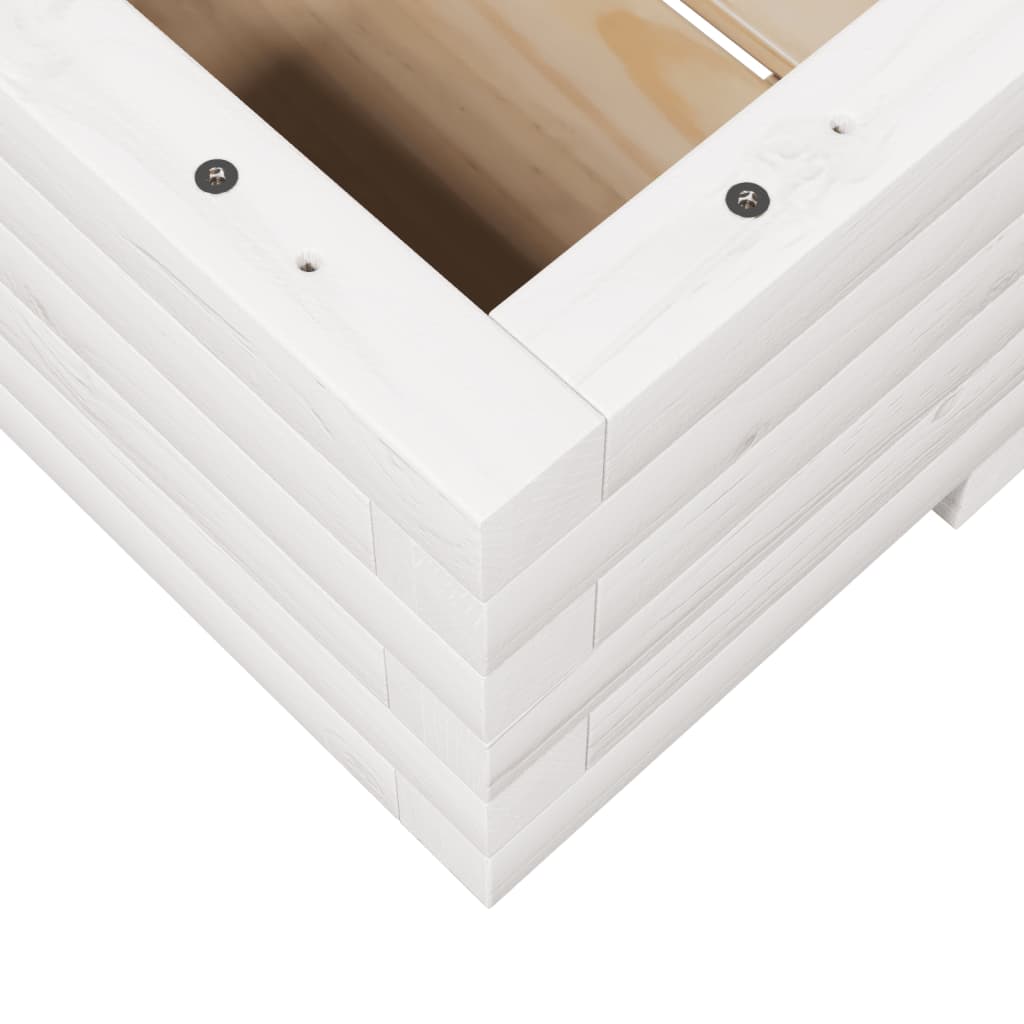 vidaXL Donica ogrodowa, biała, 110x60x26,5 cm, lite drewno sosnowe