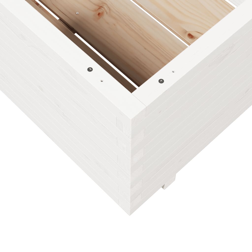 vidaXL Donica ogrodowa, biała, 70x70x49,5 cm, lite drewno sosnowe
