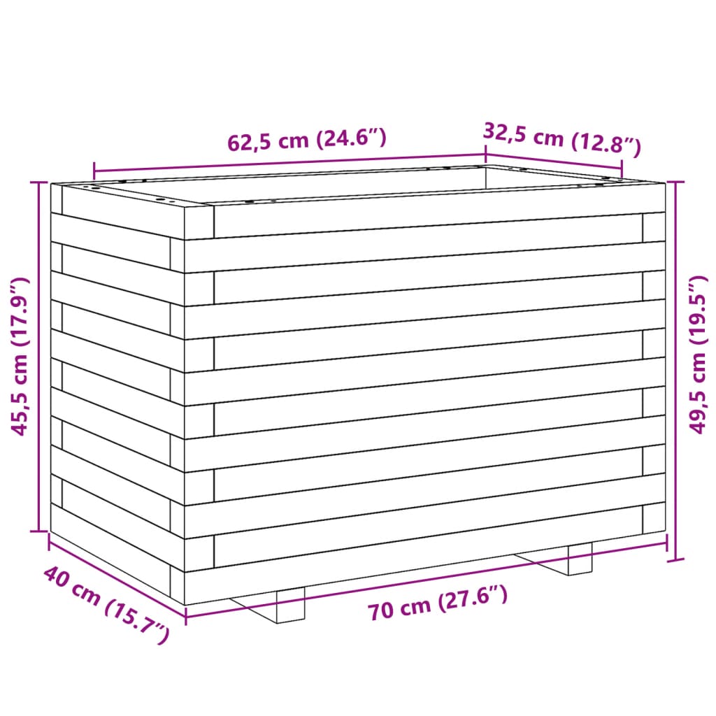 vidaXL Donica ogrodowa, 70x40x49,5 cm, impregnowane drewno sosnowe