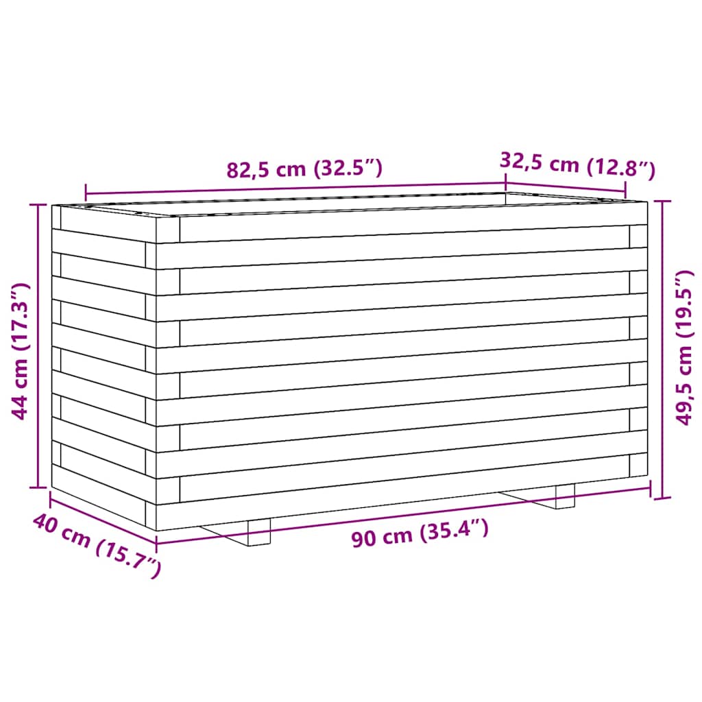 vidaXL Donica ogrodowa, 90x40x49,5 cm, impregnowane drewno sosnowe