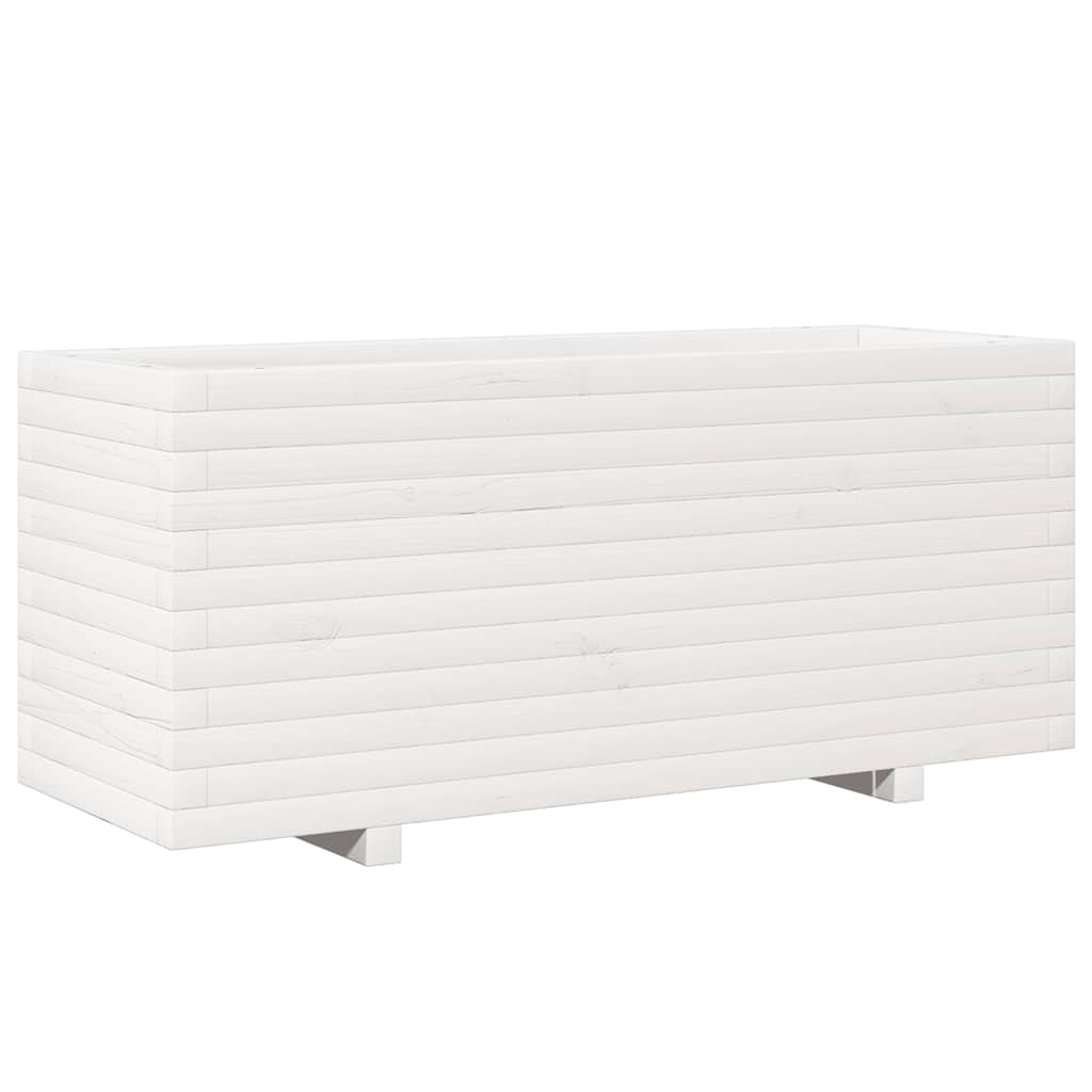 vidaXL Donica ogrodowa, biała, 110x40x49,5 cm, lite drewno sosnowe