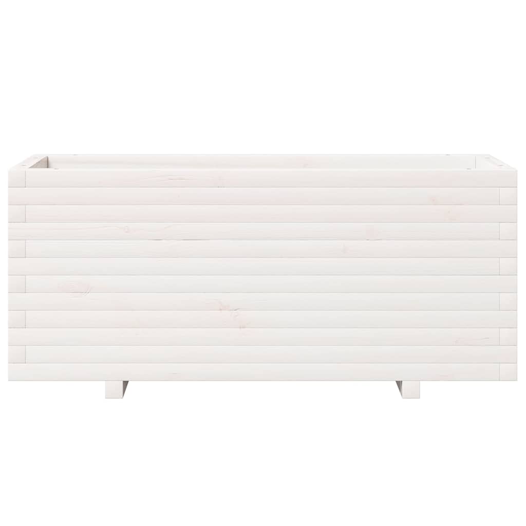 vidaXL Donica ogrodowa, biała, 110x40x49,5 cm, lite drewno sosnowe