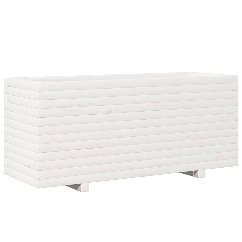vidaXL Donica ogrodowa, biała, 110x40x49,5 cm, lite drewno sosnowe