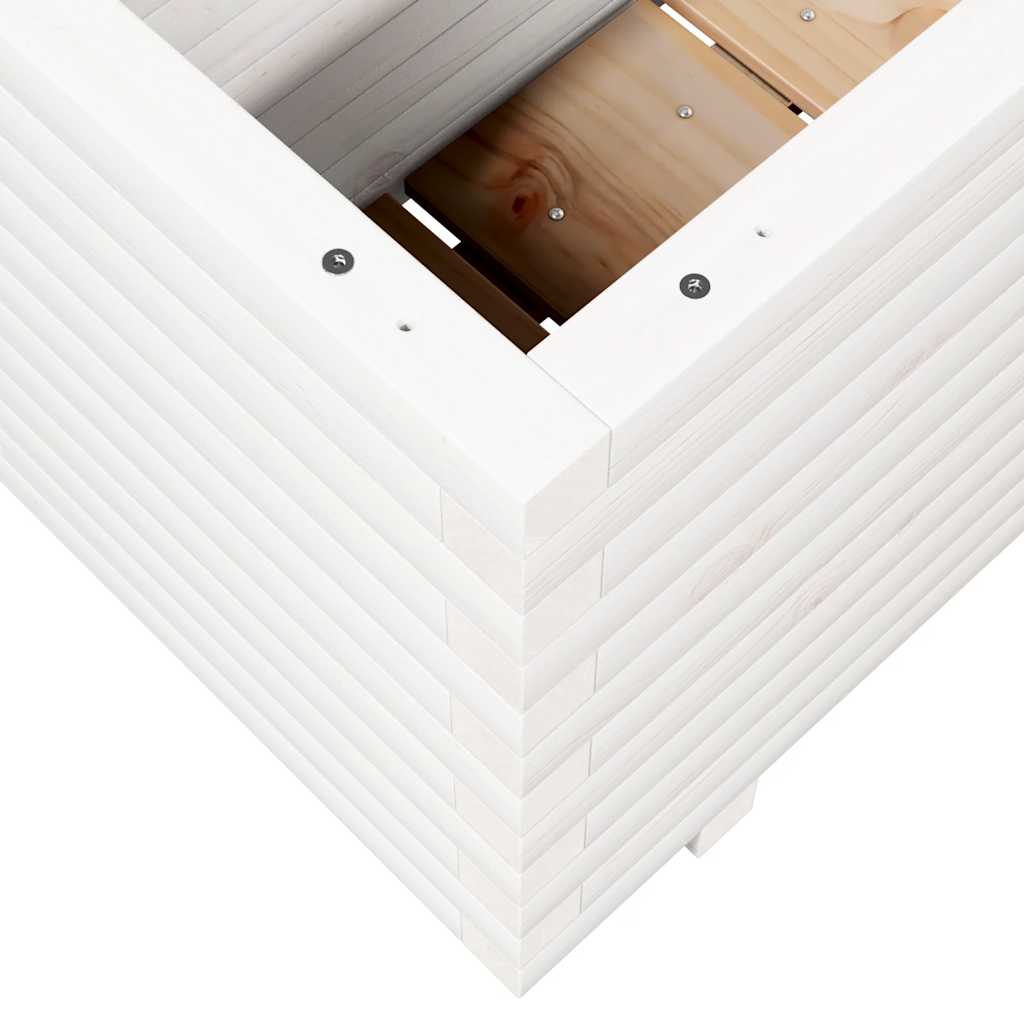 vidaXL Donica ogrodowa, biała, 110x40x49,5 cm, lite drewno sosnowe