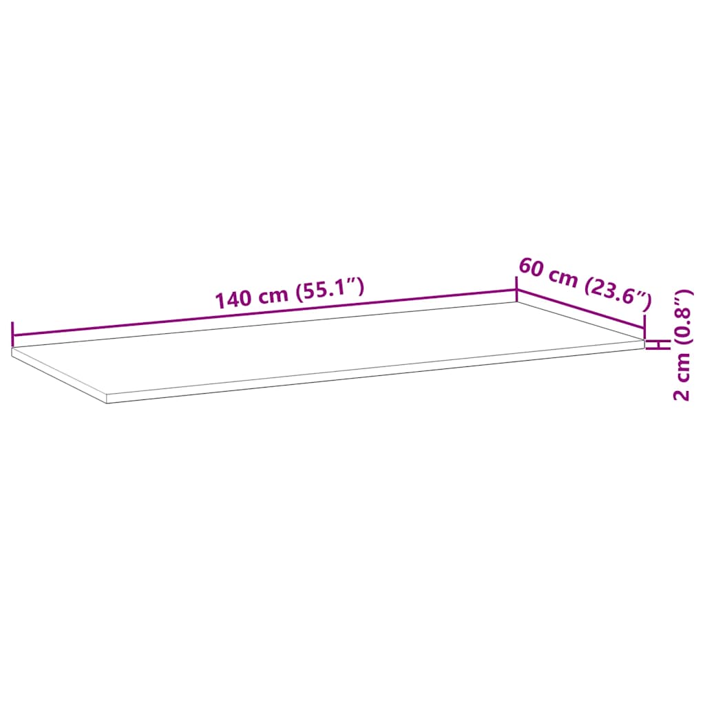 vidaXL Blat stołu, prostokątny, 140x60x2 cm, lite drewno akacjowe