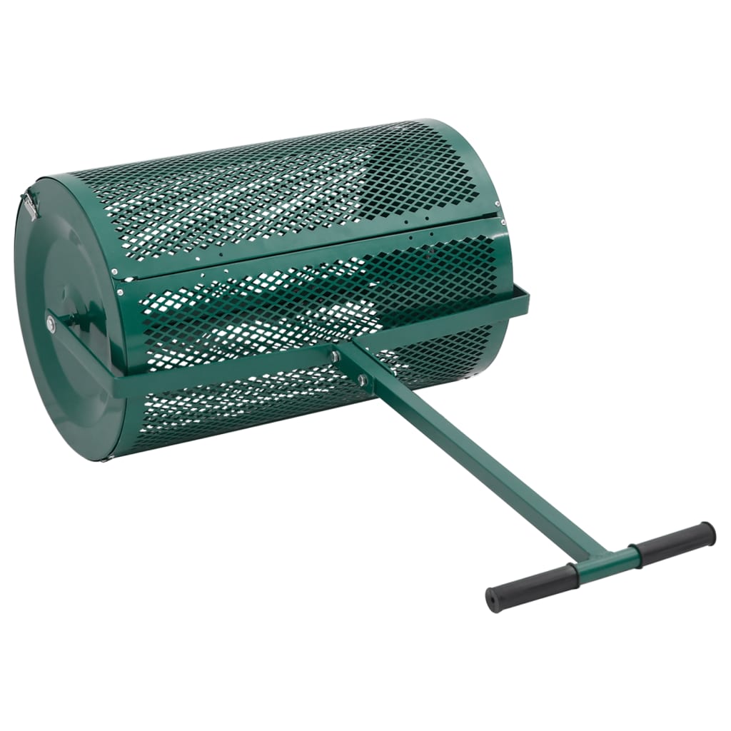 vidaXL Rozrzutnik do kompostu, 75L, zielony, Ø40x60 cm, stal
