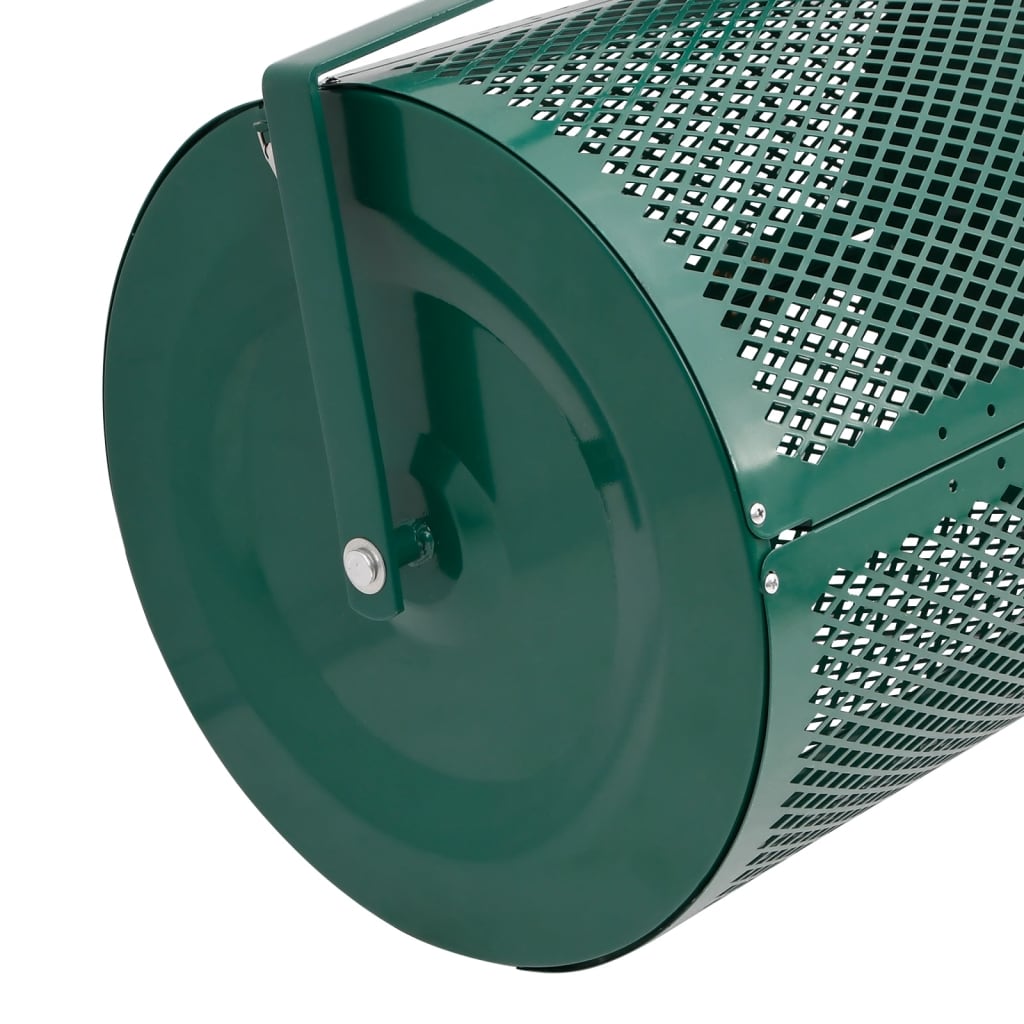 vidaXL Rozrzutnik do kompostu, 75L, zielony, Ø40x60 cm, stal