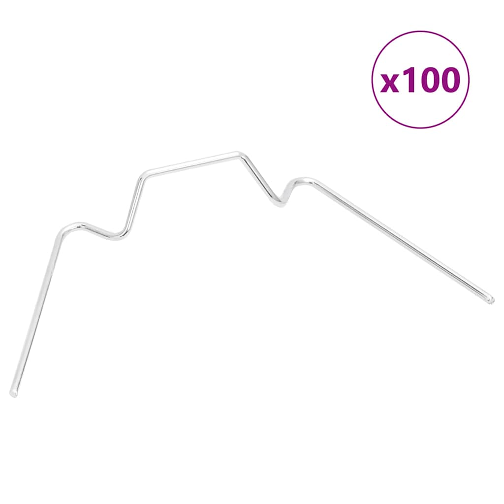vidaXL Spinki do szklarni, 100 szt., w kształcie W, stal galwanizowana