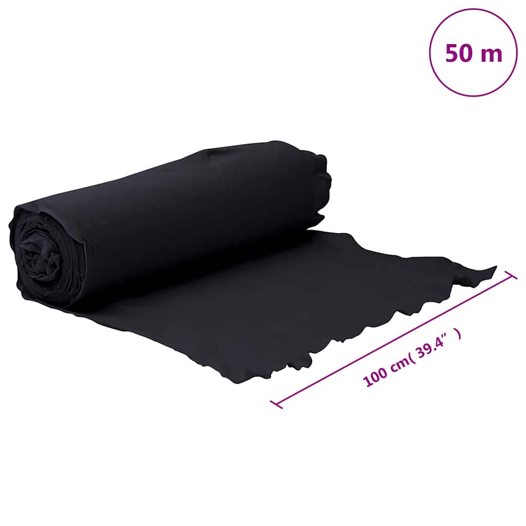 vidaXL Geowłóknina, czarna, 1x50 m, włókno poliestrowe