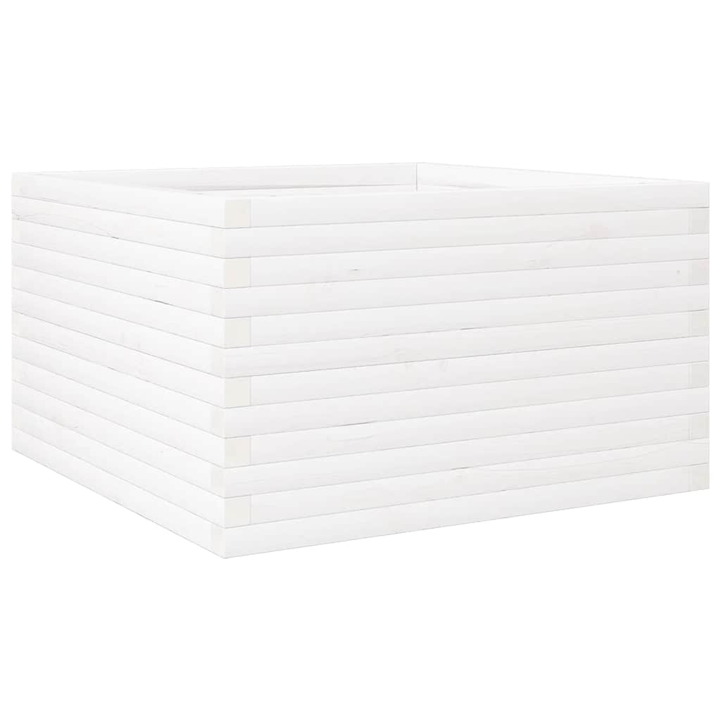 vidaXL Donica ogrodowa, biała, 80x80x46 cm, lite drewno sosnowe