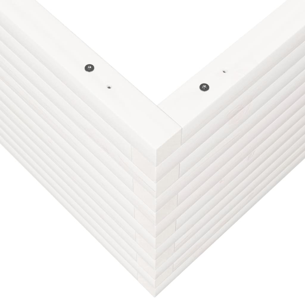 vidaXL Donica ogrodowa, biała, 90x90x46 cm, lite drewno sosnowe
