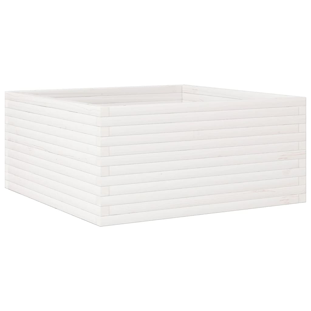 vidaXL Donica ogrodowa, biała, 100x100x46 cm, lite drewno sosnowe