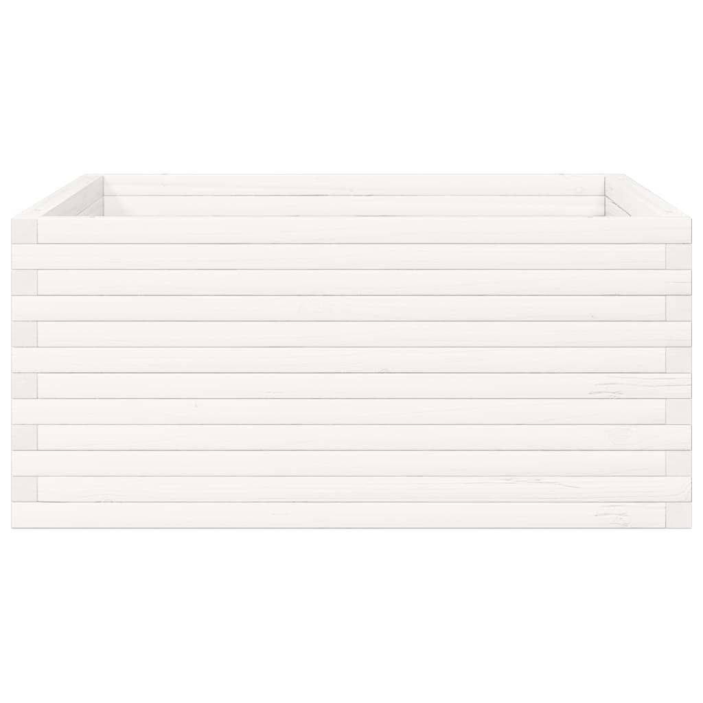 vidaXL Donica ogrodowa, biała, 100x100x46 cm, lite drewno sosnowe