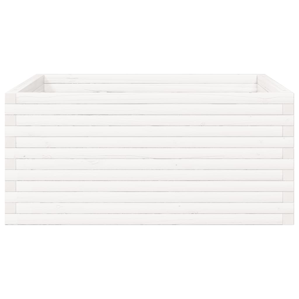 vidaXL Donica ogrodowa, biała, 100x100x46 cm, lite drewno sosnowe