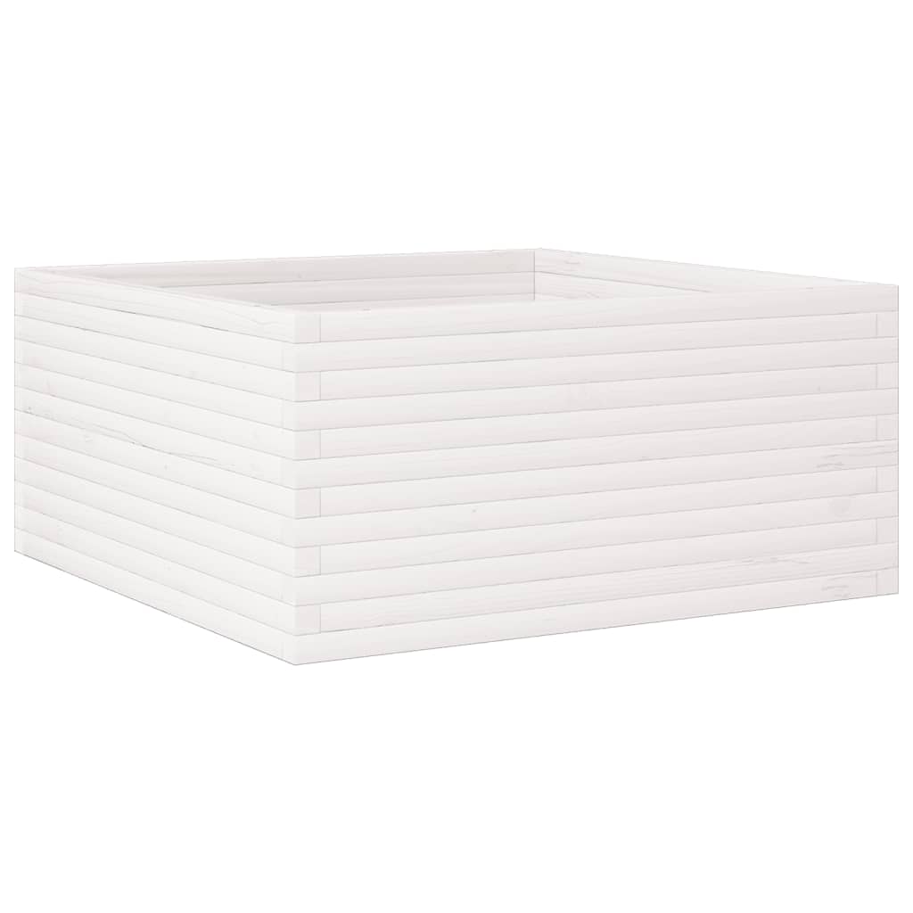 vidaXL Donica ogrodowa, biała, 100x100x46 cm, lite drewno sosnowe
