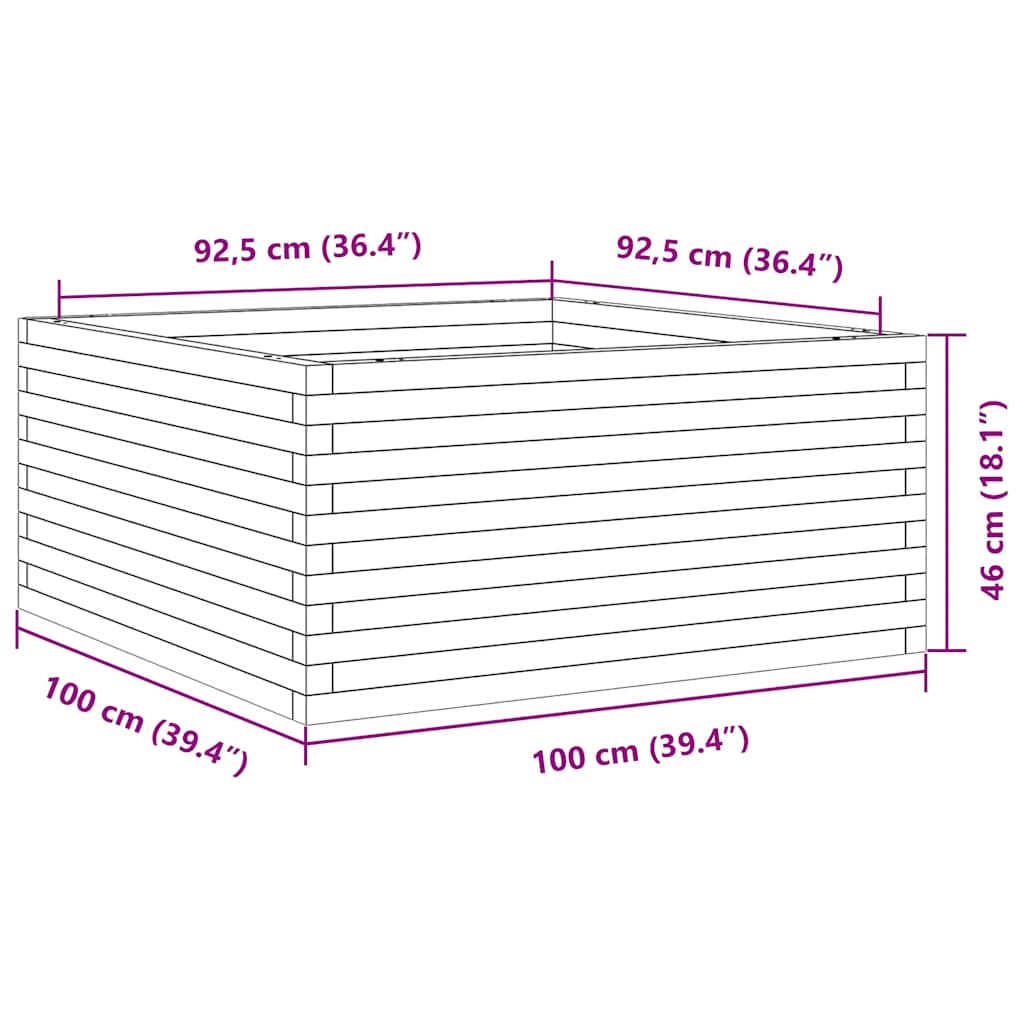 vidaXL Donica ogrodowa, 100x100x46 cm, lite drewno daglezjowe